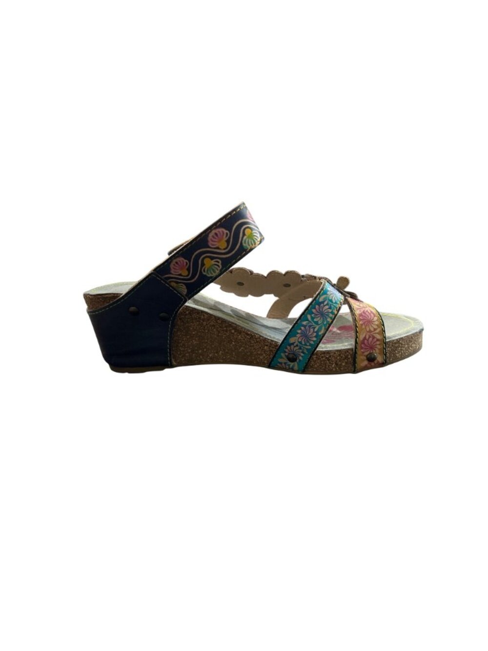 Spring Step L'Artiste Women EU 41 US 9.5-10 Delight Leather Wedge Sandal Floral - Picture 8 of 10